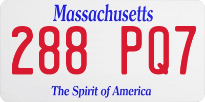 MA license plate 288PQ7