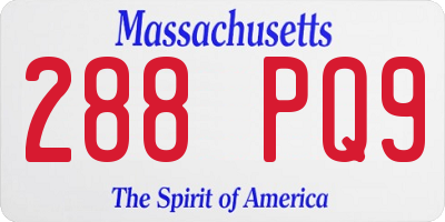 MA license plate 288PQ9