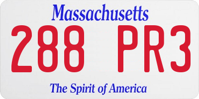 MA license plate 288PR3