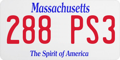 MA license plate 288PS3
