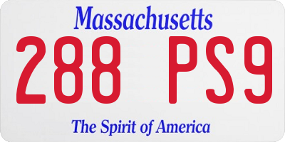 MA license plate 288PS9