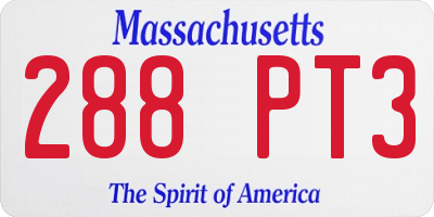 MA license plate 288PT3