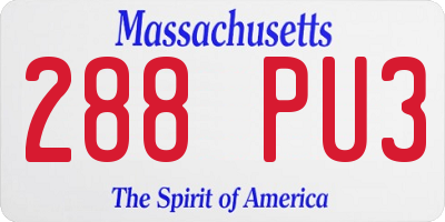 MA license plate 288PU3