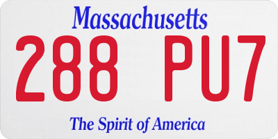MA license plate 288PU7