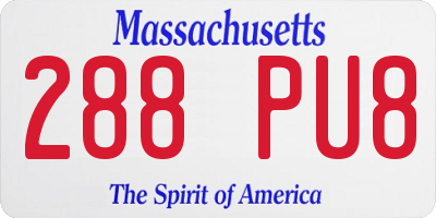 MA license plate 288PU8