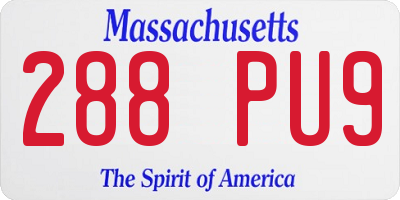 MA license plate 288PU9
