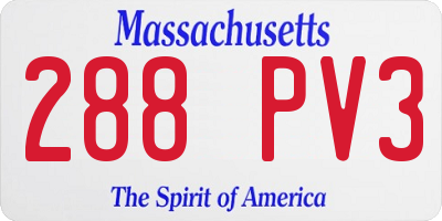 MA license plate 288PV3
