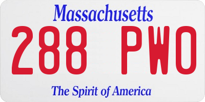 MA license plate 288PW0