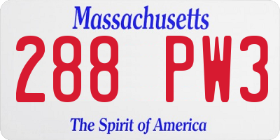 MA license plate 288PW3