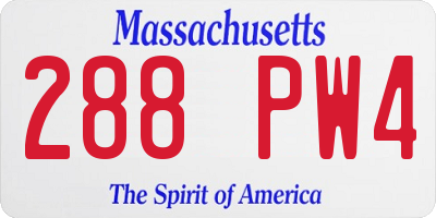 MA license plate 288PW4