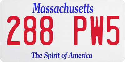 MA license plate 288PW5