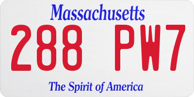 MA license plate 288PW7