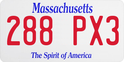 MA license plate 288PX3