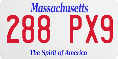 MA license plate 288PX9