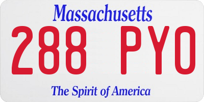MA license plate 288PY0