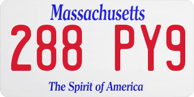 MA license plate 288PY9