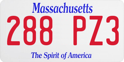 MA license plate 288PZ3