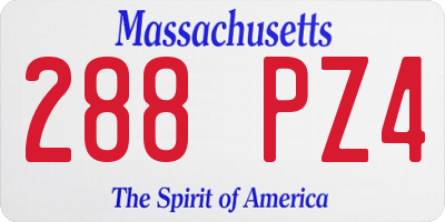MA license plate 288PZ4