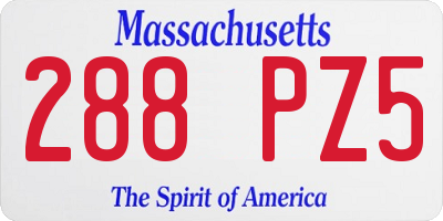 MA license plate 288PZ5