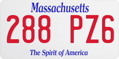 MA license plate 288PZ6