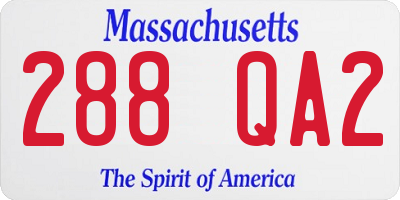 MA license plate 288QA2