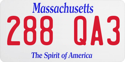 MA license plate 288QA3