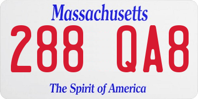 MA license plate 288QA8