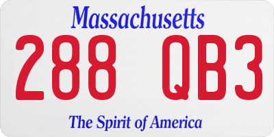 MA license plate 288QB3