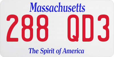 MA license plate 288QD3