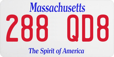 MA license plate 288QD8