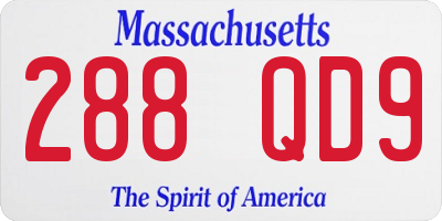 MA license plate 288QD9