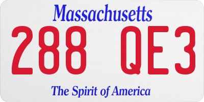 MA license plate 288QE3