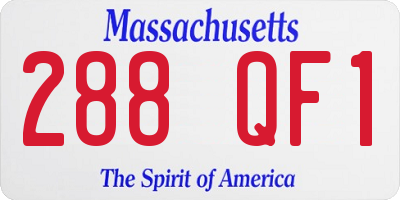 MA license plate 288QF1