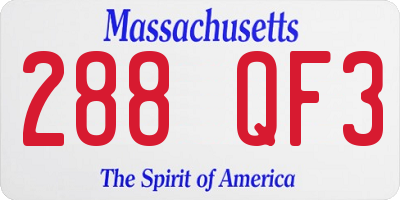 MA license plate 288QF3