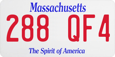 MA license plate 288QF4