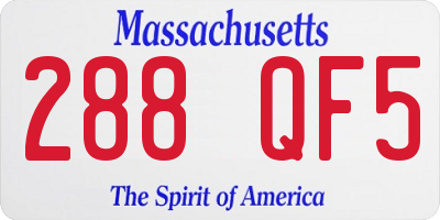 MA license plate 288QF5