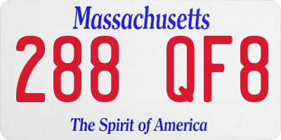 MA license plate 288QF8