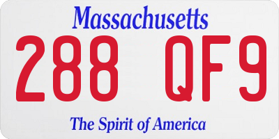 MA license plate 288QF9