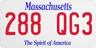 MA license plate 288QG3