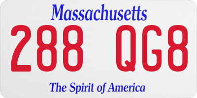 MA license plate 288QG8