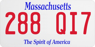 MA license plate 288QI7