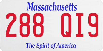 MA license plate 288QI9
