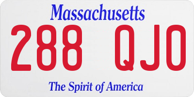 MA license plate 288QJ0