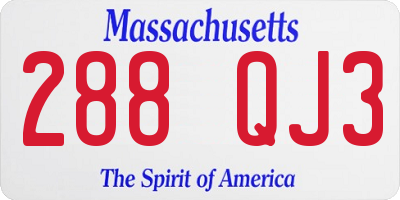 MA license plate 288QJ3