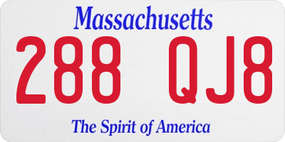 MA license plate 288QJ8
