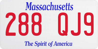 MA license plate 288QJ9