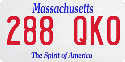 MA license plate 288QK0