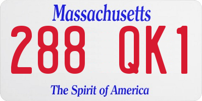 MA license plate 288QK1