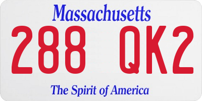 MA license plate 288QK2