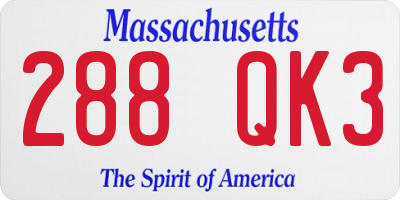 MA license plate 288QK3